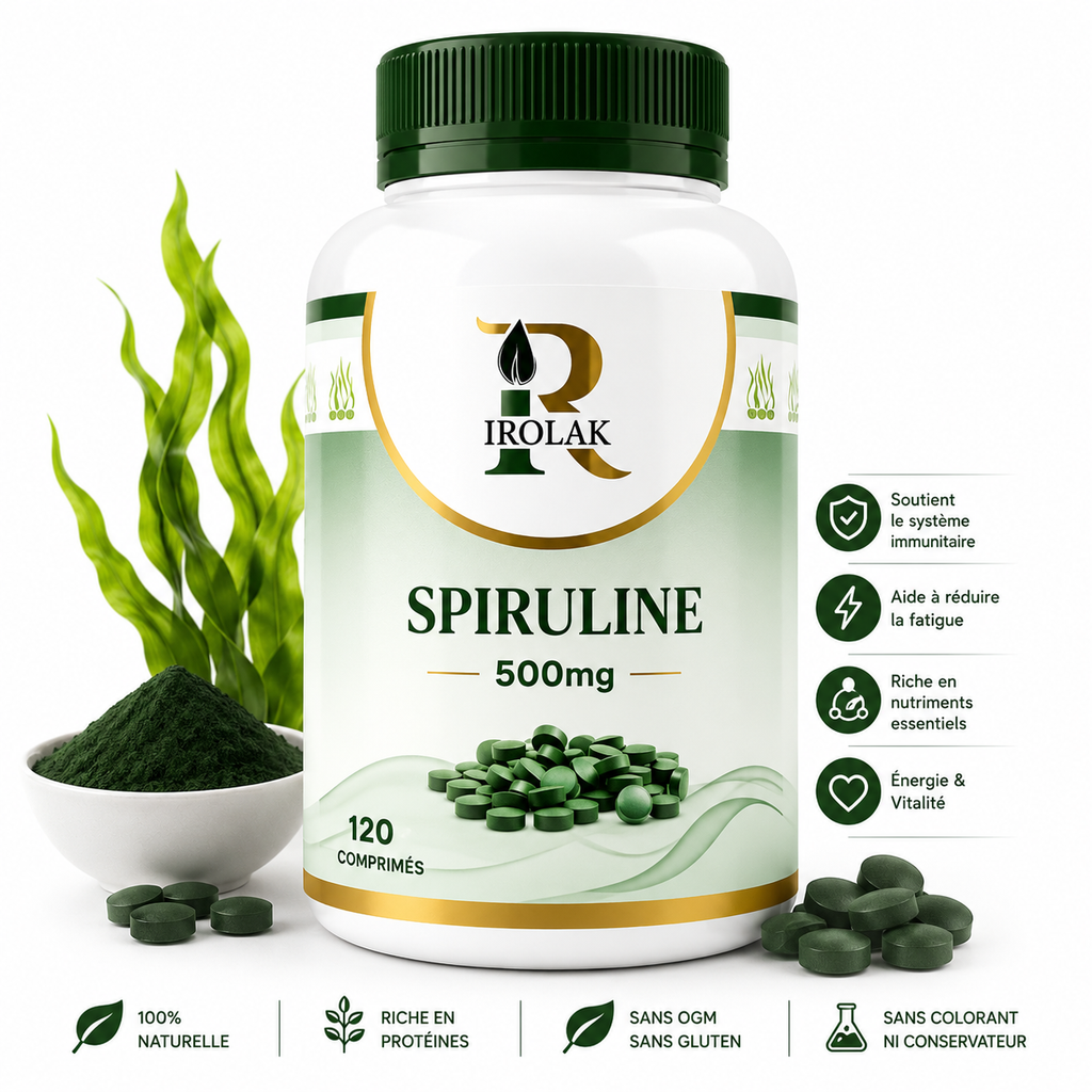 Spiruline 500 mg | IROLAK – Énergie, Vitalité &amp; Immunite
